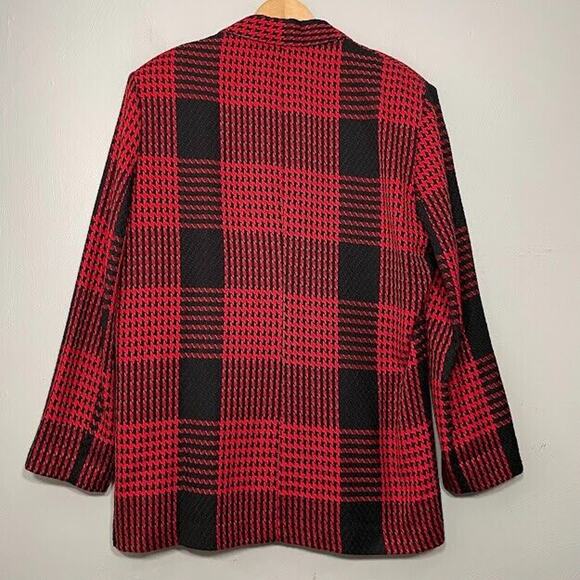 Chad Stevens Size Large Red Black Plaid Jacket Blazer Academia Clueless Preppy - Picture 7 of 12